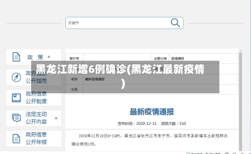 黑龙江新增6例确诊(黑龙江最新疫情)