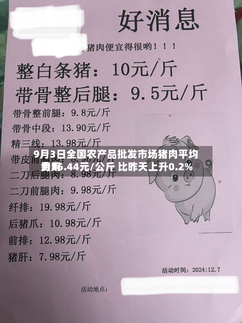 9月3日全国农产品批发市场猪肉平均费用为16.44元/公斤 比昨天上升0.2%