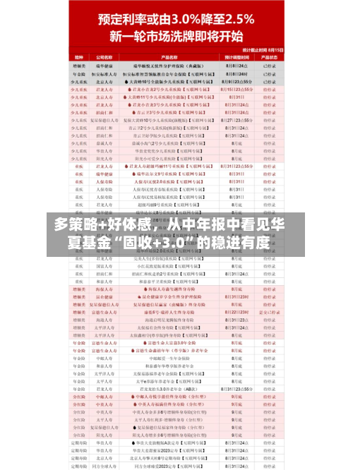 多策略+好体感，从中年报中看见华夏基金“固收+3.0”的稳进有度