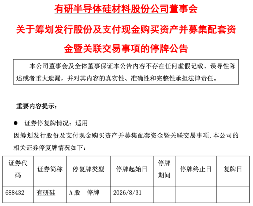 重大资产重组！半导体龙头	，突发公告！下周一停牌