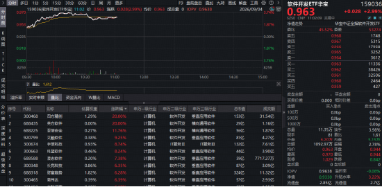 GPT-6登场，如何利好软件开发？华宝基金软件开发ETF（159036）标的指数涨超4%	，四方精创、英方软件20CM涨停